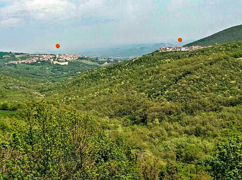 La valle del Celone vista da Faeto, con Castelluccio Valmaggiore e Celle di San Vito